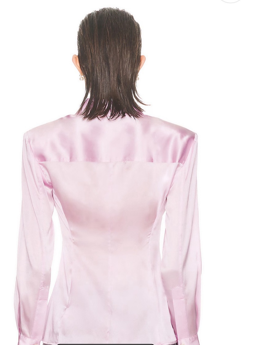 Express Women's Satin Button-Down Shirt in Soft Blush - Picture 14 of 14